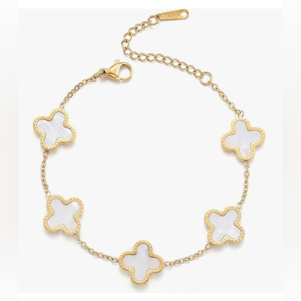 18k Gold plated white Clover Lucky Bracelet for Women Four leaf Bracelet Jewelry